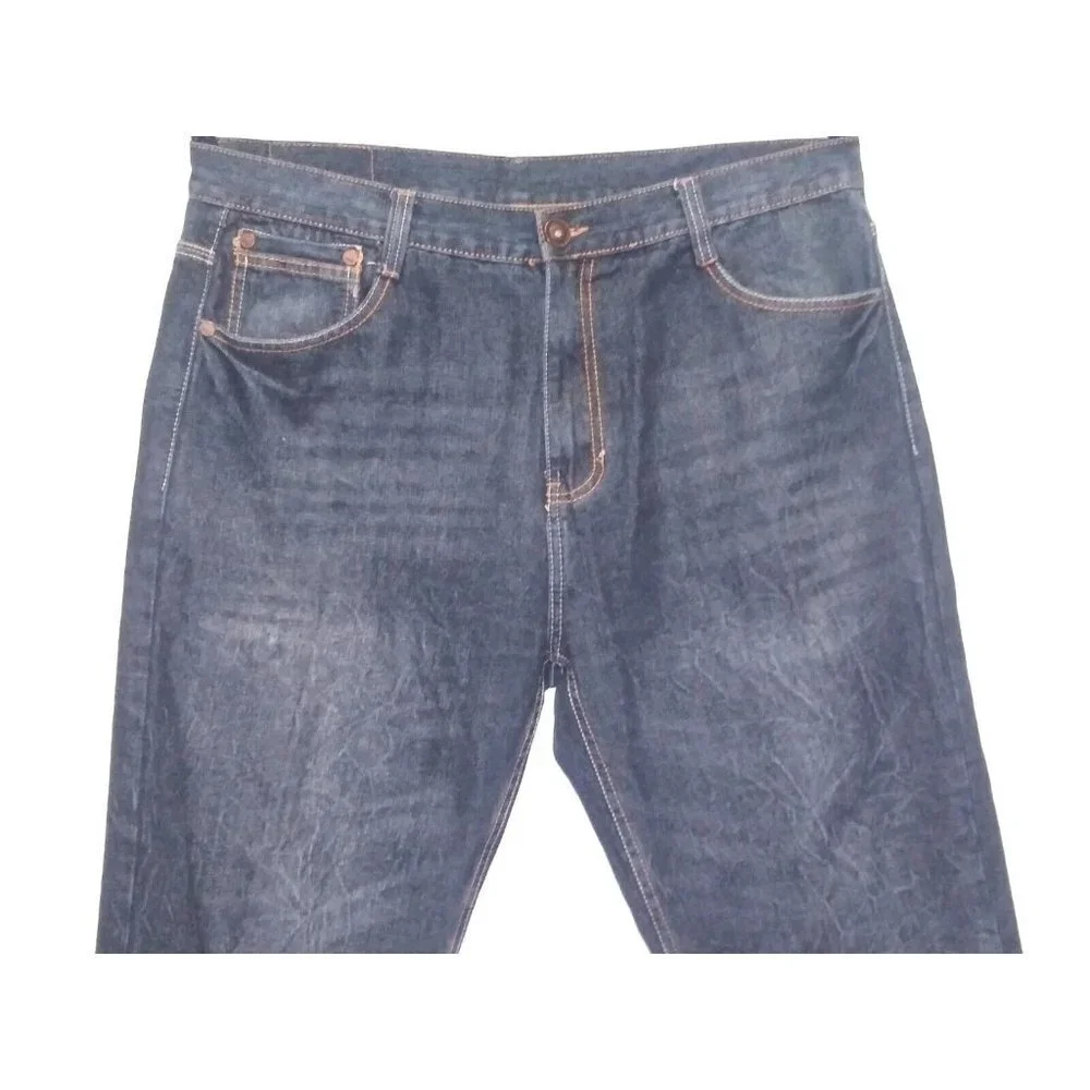 Makaveli Branded Mens Jeans Size 40/26.5 short dark wash high rise straight EUC